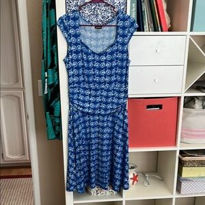 Retrolicious Blue and White Fit and Flare Mini Dress